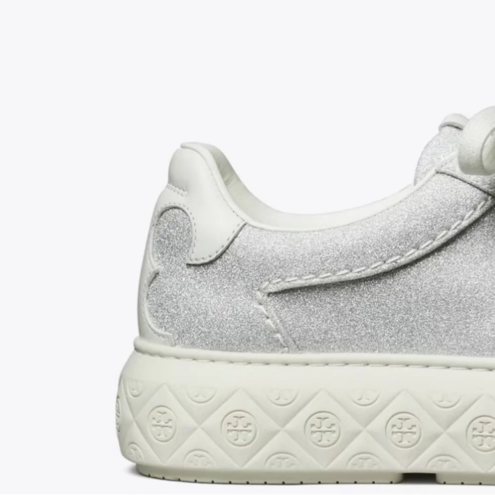 Tory Burch Lady Bug Glitter Sneaker in Silver Glitter/Blanc